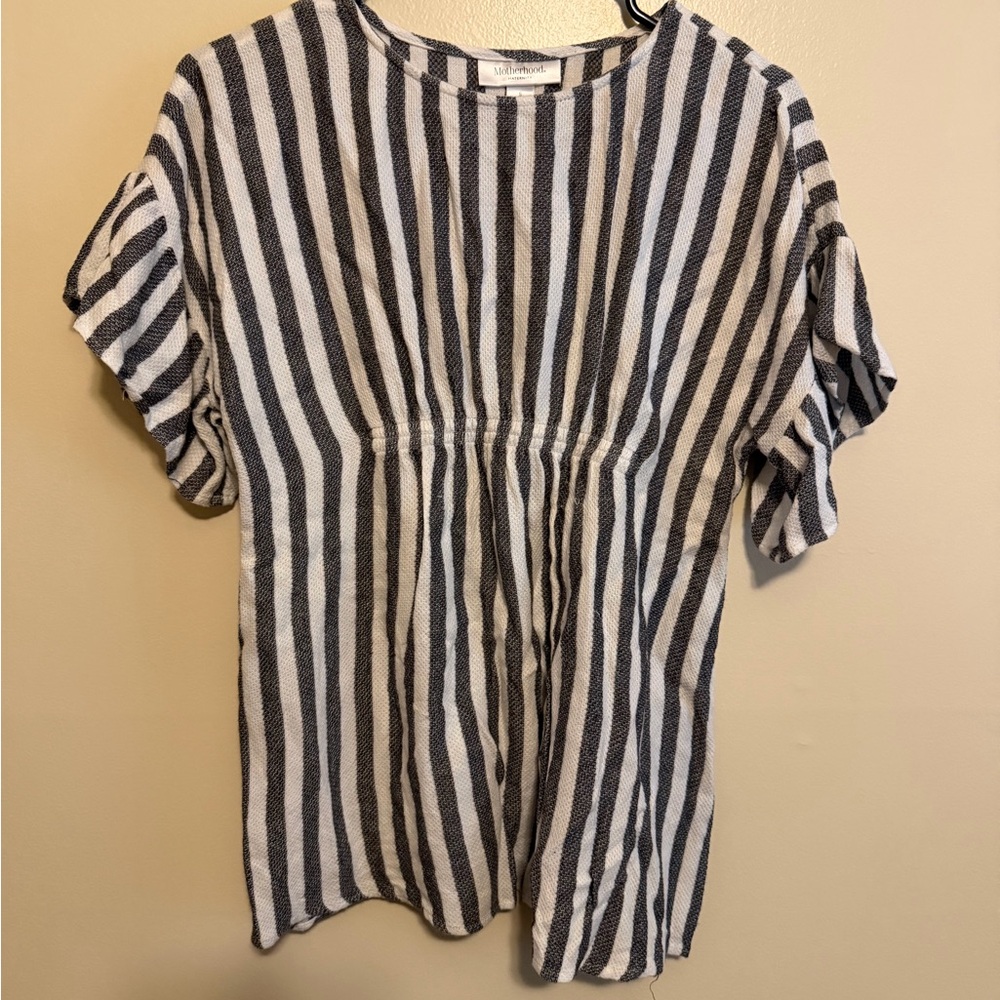 Motherhood Black and White Striped Blouse